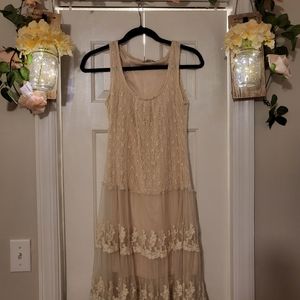Gorgeous Altar'd State dress in vintage cream and ivory, lace and floral details
